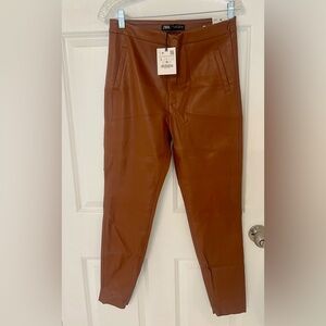 Zara “leather” pants, size L, , brown color, never worn! Brand new with tags